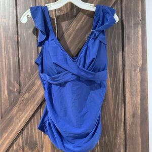 Blue Ruffled Top Swimsuit